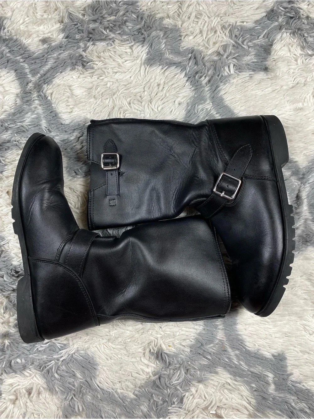 Bilt engineer custom  motorcycle Leather boots Black size 14 Mens